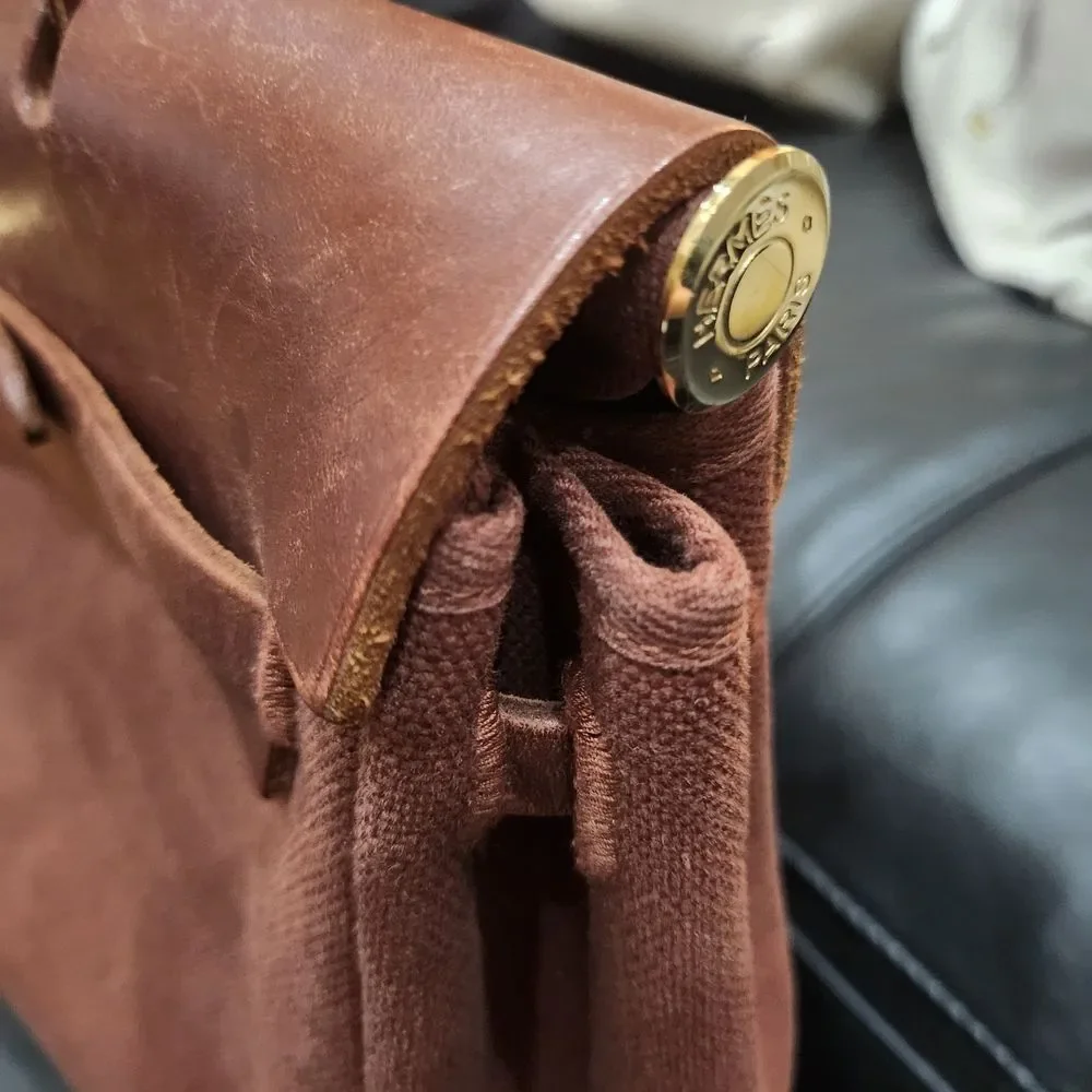 Hermes Herbag Backpack 2 Bags In 1 Brown Canvas And Leather Backpack/Handbag